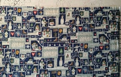 REMANENTE Receta de Helado de Nieve Muñeco de Nieve Dianna Marcum Marcus Bros Tela de Algodón Foto 1 de 4