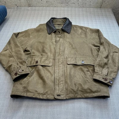 Rainforest Outdoor Field Jacket XL Leather Collar Faux Suede Brown Outdoor Gorp* - Image 1 of 4