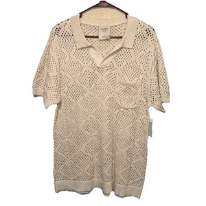 MASSIVE LUXURY NYC Herren Strick Häkel Knopfleiste Polo Shirt Resort Comfort Gr. S - Bild 1 von 4