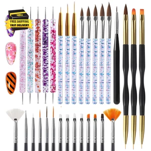 31Pcs Nail Art Brushes, Nail Art Tool Set, Dotting Tools, Dust Brush,Striping Br - Picture 1 of 8