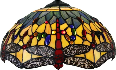 Dragonfly Style Stained Glass Lamp Shade Replacement Only 16X8 Inch Tiffany Lamp - Image 1 of 4