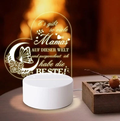 LED Acryl Nachtlicht Lampe Deko Licht Mama Mutter Geschenk Geburtstag Jubiläum - Bild 1 von 4