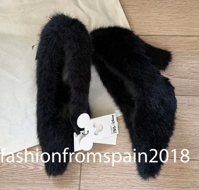 ZARA NEW WOMAN FAUX FUR SHOES HARRY LAMBERT FOR  DISNEY BLACK 3257/610/800 - Image 1 of 2