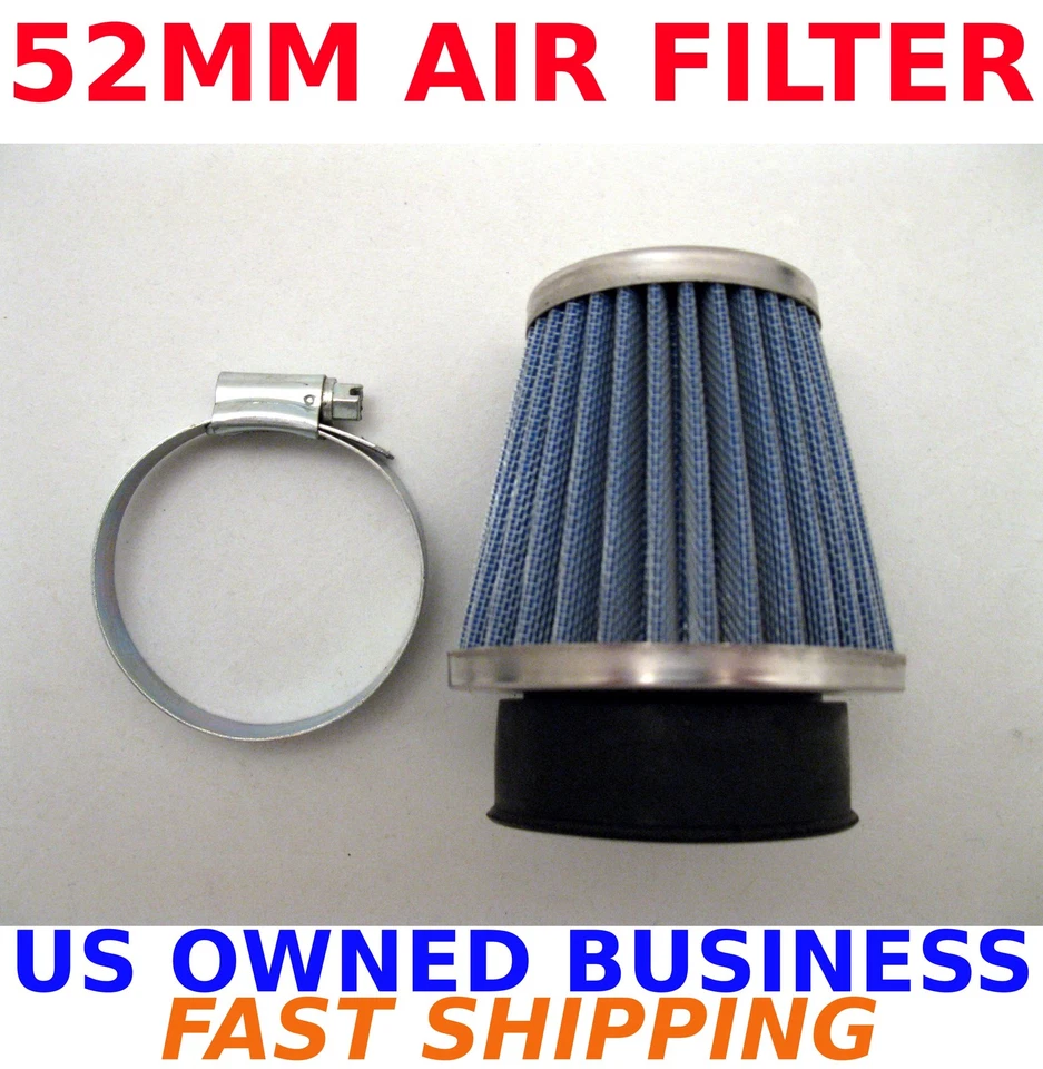 52MM Clamp-On Universal Motorcycle Air Filter - Honda,Kawasaki,Harley,Victory - Image 1 of 1