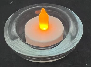 Candle Holder Small Tealight Votive Glass Clear Round Heavy 3"wx1"h (no candle) - Picture 1 of 1