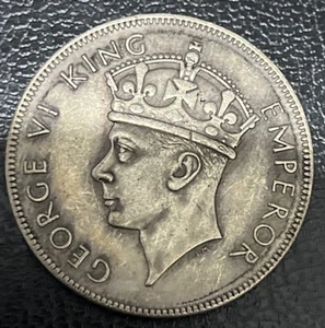 REPRODUCCIÓN DE RELLENO DEL REINO UNIDO 1937 Media Corona Rey Jorge VI Corona Emperador Moneda de Plata - Imagen 1 de 3