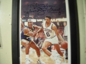 Julius D.J. Erving Autographed 6 1/2 x 9 1/2 Photograph Certed Beckett Sixers - Picture 1 of 3