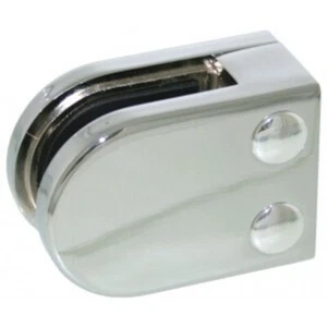 Satin Polished Stainless Steel Glass Clamp for 10mm Glass - Flat Backed - Picture 1 of 2