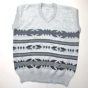 Vintage Mens V Neck Derby Knit Vest Sleeveless Jumper Size XL Grey Fashion Wears - Picture 1 of 10