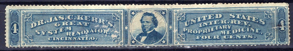 US Revenue Stamp Medicine RS159b typical faults Dr Jas C Kerr ZAYIX 1024M_MAR016 - Image 1 of 1