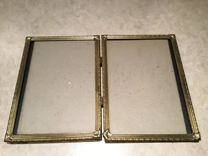 Vintage Bi-Fold Folding PHOTO FRAME Double Gold Edging - Picture 1 of 5