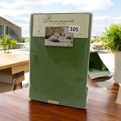 ELRENE HOME FASHIONS 100% POLYESTER Olive Green 70" ROUND TABLECLOTH - NOS - Image 1 of 4