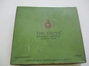 Vintage Cigarette Tin THE GREYS Silk Cut Virginia Large Size Major Drapkin & Co - Foto 1 di 15