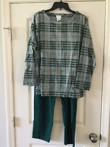 Vintage Womens Bobbie Brooks Pant Suit Plaid Retro Green Size Medium - Picture 1 of 6