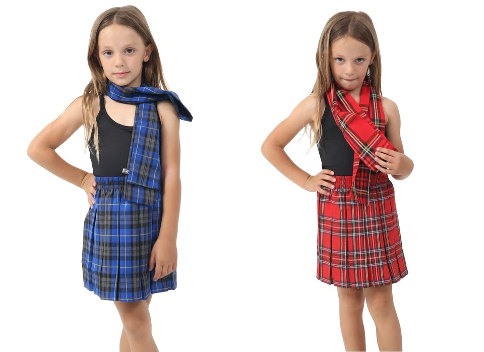 Enfants Filles École Uniforme Écossais Boite Plissé à Élastique Genou Longueur - Photo 1/1