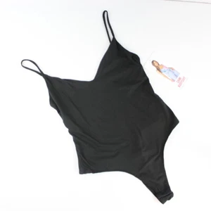 Celebrity Pink Cami Bodysuit Size Medium Black Knit Stretch Adjustable Straps  - Picture 1 of 6