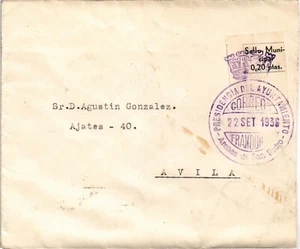 SCW 1936 Brief aus Arenas San Pedro (Avila) Lokaletikett Edifil/Allepuz 4 (575) - Bild 1 von 2