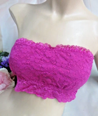 Fashion Forms Bandeau Lace Bra Stretch Fuchsia Strapless Camisole Bralette M - Изображение 1 из 4