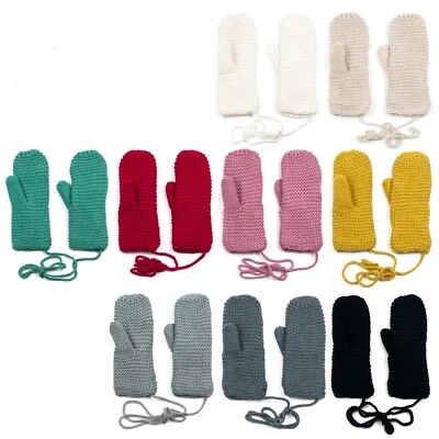 Schlichter Faust-Handschuhe mit Futter und Band  - Unisex Damen und Teenager - Bild 1 von 4