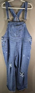 Lane Bryant Distressed Blue Jean Overalls Sz 22  - Picture 1 of 8