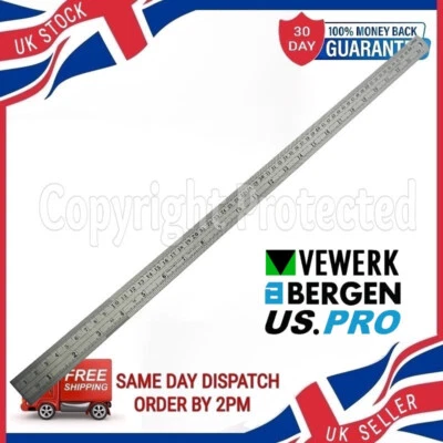60CM 24" METAL RULER LARGE LONG STAINLESS STEEL METRIC IMPERIAL DUAL MARKINGS - Image 1 of 4