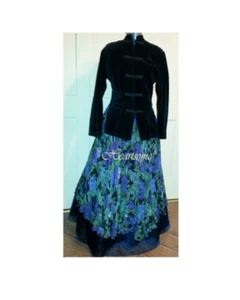 Victorian style 80's floral dress with Asian style jacket - Picture 1 of 6