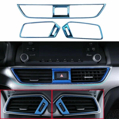For Honda Accord 2018-22 Blue Steel Inner Dash Air Vent Outlet Cover Trim kit 3p Foto 1 de 4