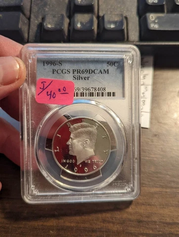 1996-S SILVER KENNEDY HALF DOLLAR, PCGS PR69DCAM, HEAVILY SCRATCHED CASE Cover