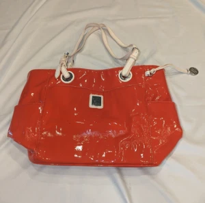 Grace Adele Faux Patent Leather Handbag Purse Tote Bright Orange Color - Picture 1 of 5