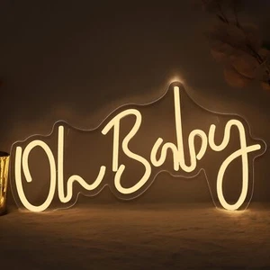 Letrero de neón LED Oh Baby, blanco cálido - Imagen 1 de 3