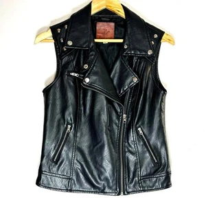 Beverly Hills Polo Club Black Faux Leather Vest Moto Biker Style Size M Medium - Picture 1 of 11