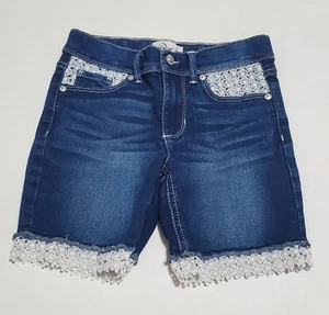 Jordache Girls Denim Shorts, Embroidered Flowers, Size 7 - Picture 1 of 6