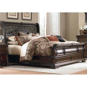 Arbor Place Dark Brown Queen Sleigh Bed - Picture 1 of 13
