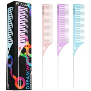 FRAMAR Dreamweaver Highlighting Comb Set – Rat Tail Hair Comb With Metal Tail - Picture 1 of 5
