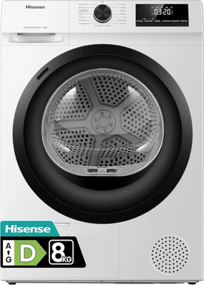 DHQE800BW2 Asciugatrice a Pompa Di Calore, 8 Kg, Classe D, Oblò Nero, Big Displa - Immagine 1 di 4