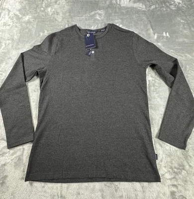 Stone Rose Mens Knit Henley Long Sleeve Shirt SIZE MEDIUM Dark Gray New - Image 1 of 4