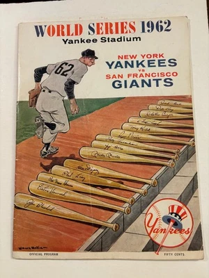 1962 NY Yankees vs SF Giants Game 4 World Series Program FAIR Condition Scored - Image 1 of 4