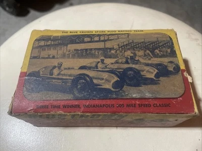 Rare Vintage Blue Crown Spark Plugs Box Indianapolis 500 Auto Racing Mancave Art - Image 1 of 4