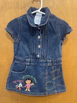 Vestido Nick Jr. Denim Dora Talla 2T Bordado Desde 2007 Foto 1 de 4