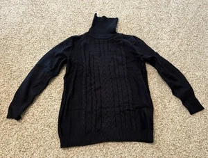 Suéter informal de cuello alto para mujer manga larga tejido con cable suéter negro talla M - Imagen 1 de 8