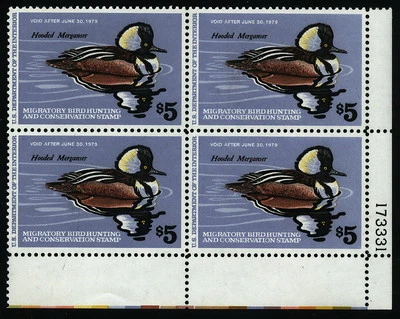 US RW45 Duck Stamp Mint Plate Block of 4 XF OG NH SCV $60 (2) - Image 1 of 2