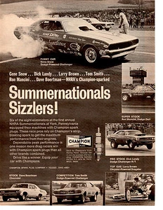 Dodge Challenger 1971 coche divertido carreras de arrastre/Gene Snow ~ anuncio de campeón original - Imagen 1 de 1