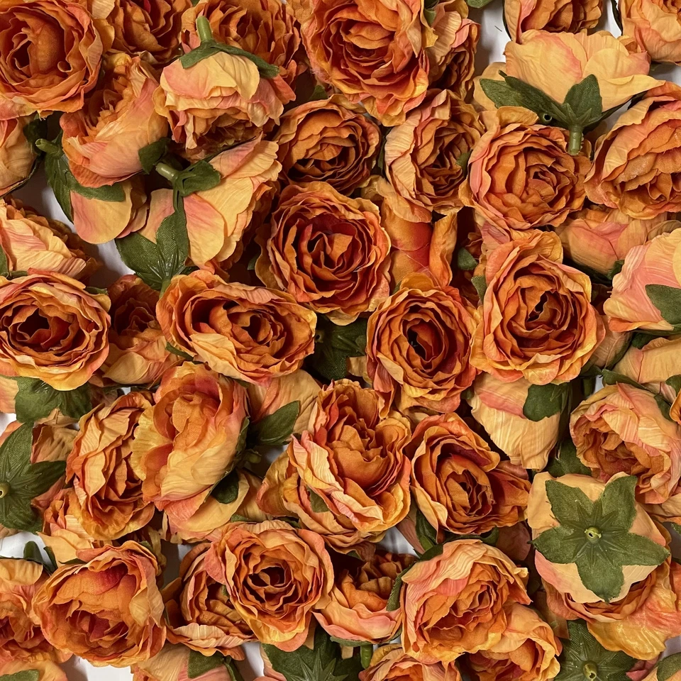 Artificial Silk Flower Heads - Orange Peony Style 146 - 5 Pack - Image 1 of 1