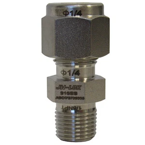 NEW JW-LOK 316 SS 1/4" TUBE X 1/8" MNPT MALE CONNECTOR COMPRESSION FITTING NIB - Picture 1 of 7