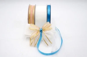 1.5" & 1/2" x 25YD+ 3/8" 20YD Classy Metallic Lining Fairy Ribbon - Picture 1 of 5