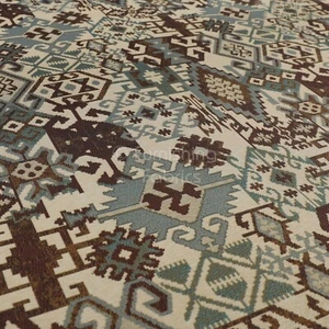 Nuevas telas tradicionales de tapicería de cortina Kilim con patrón de retazos azul púrpura - Imagen 1 de 5