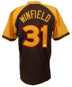 Camiseta deportiva de béisbol personalizada firmada/autografiada de los Padres de Dave Winfield JSA 157275 - Imagen 1 de 5
