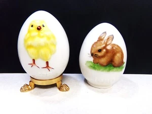 2 DE COLECCIÓN GOEBEL BLANCO PORCELANA HUEVO DE PASCUA 1978 CONEJITO Y 1980 CHICK ALEMANIA OCCIDENTAL - Imagen 1 de 3