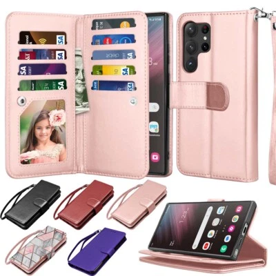 Funda tipo billetera de cuero ultra abatible con soporte para Samsung Galaxy S23/S23 Plus/S23 Foto 1 de 4