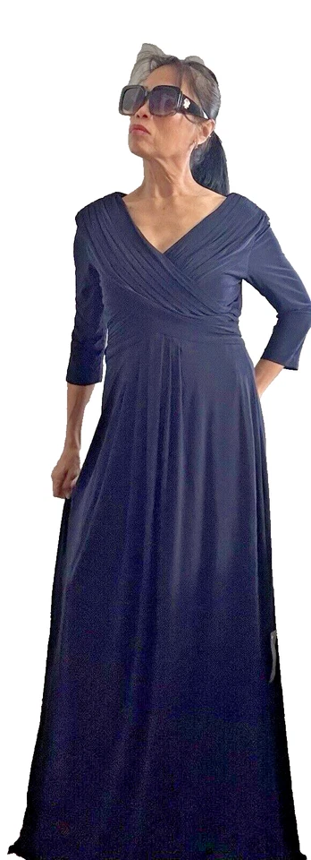 Nuevo con etiquetas Vestido Jersey Patra Entrecruzado Plisado Negro Talla 8 Foto 1 de 4